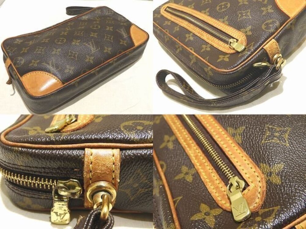 Louis Vuitton Dragonne Clutch Strap Monogram Bag Wrist Shoulder Marly Brown